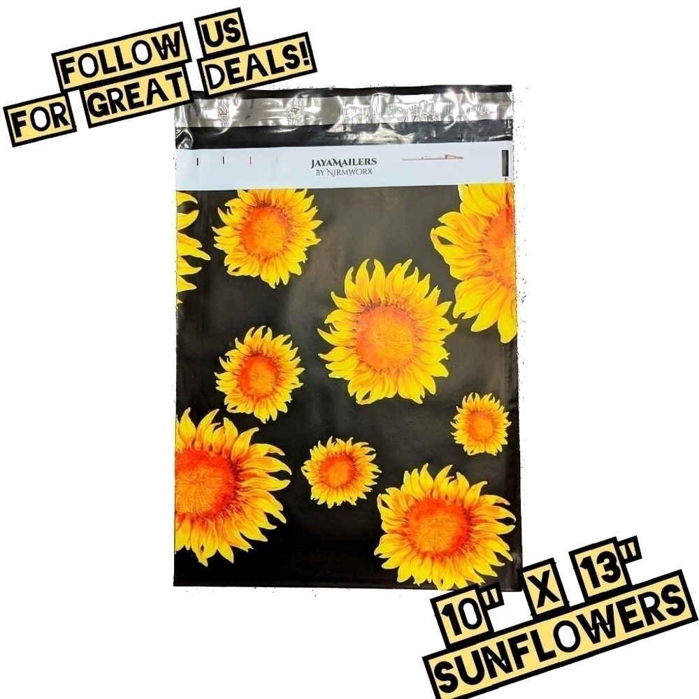 100 Poly Mailers 10x13 Sunflowers - Picture 1 of 1